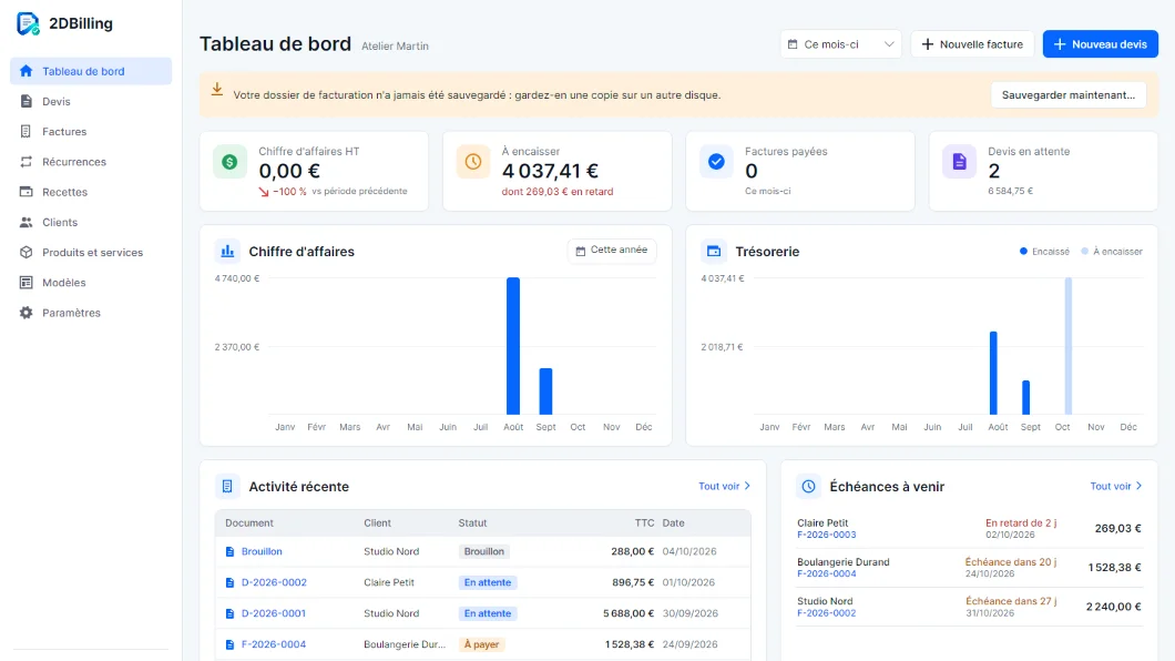 Aperçu du projet 2DBilling